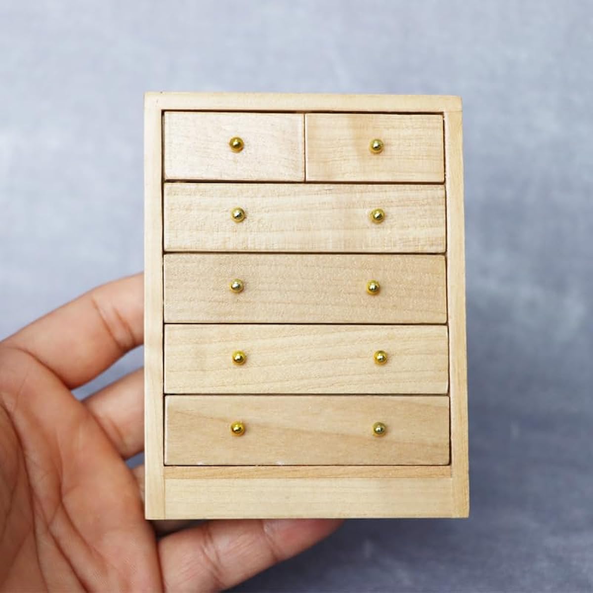 AirAds Dollhouse 1:12 Miniature Furniture 6 Drawer Chest Dresser for Bedroom Clear Paint