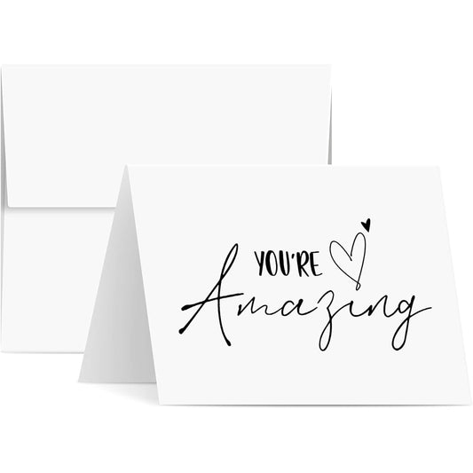 "You're Amazing" Cards and Envelopes - Elegant Folded Greetings, Encouragement, and Appreciation for Friends and Family - Blank Inside | 4.25 x 5.5 Inches | 25 Cards per Pack