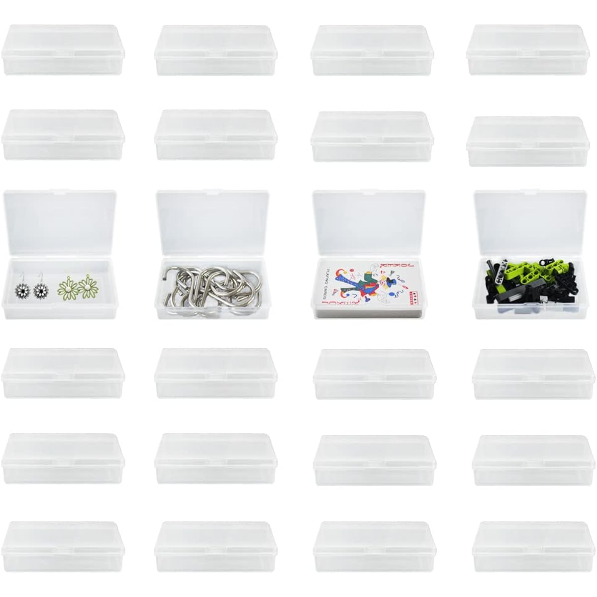 LUNKUIVY 24 Pieces Playing Card Case Clear Empty Plastic Storage Playing Cards Organizer with Snap Closure for Game Cards, Business Cards, Sports Star Cards