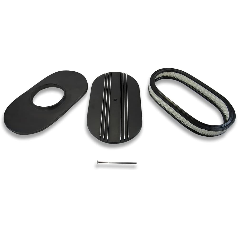 DEMOTOR PERFORMANCE 15" Black Oval Partially Fined Aluminum Air Cleaner Kit Assembly Parts