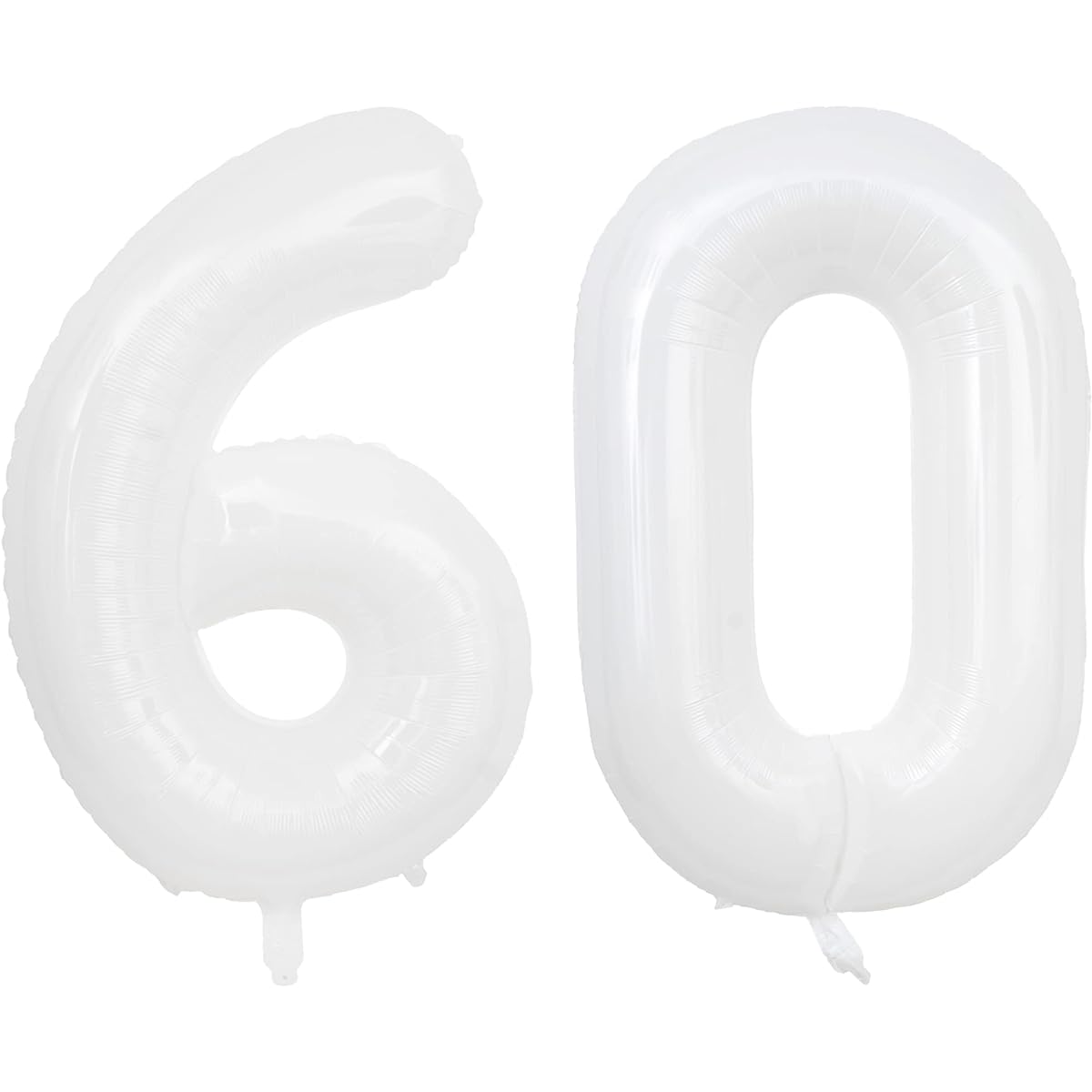White 60 Number Balloons, Big Giant Jumbo Large Number 60 Foil Mylar Balloons for Women Men 60th Birthday Party Supplies 60th Anniversary Event Decorations 40 Inch