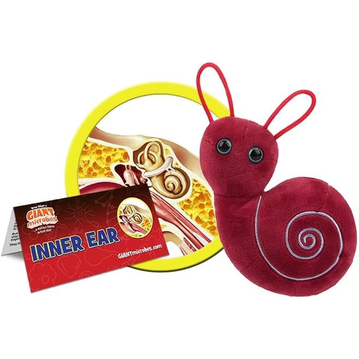 GIANTmicrobes Inner Ear Stuffed Toy - Educational Anatomical Organ Stuffed Toy, Perfect Gift for Ear Pain and Surgery, for Friends, Families, Scientists, Students, Musicians, Audiologists, Doctors, Educators