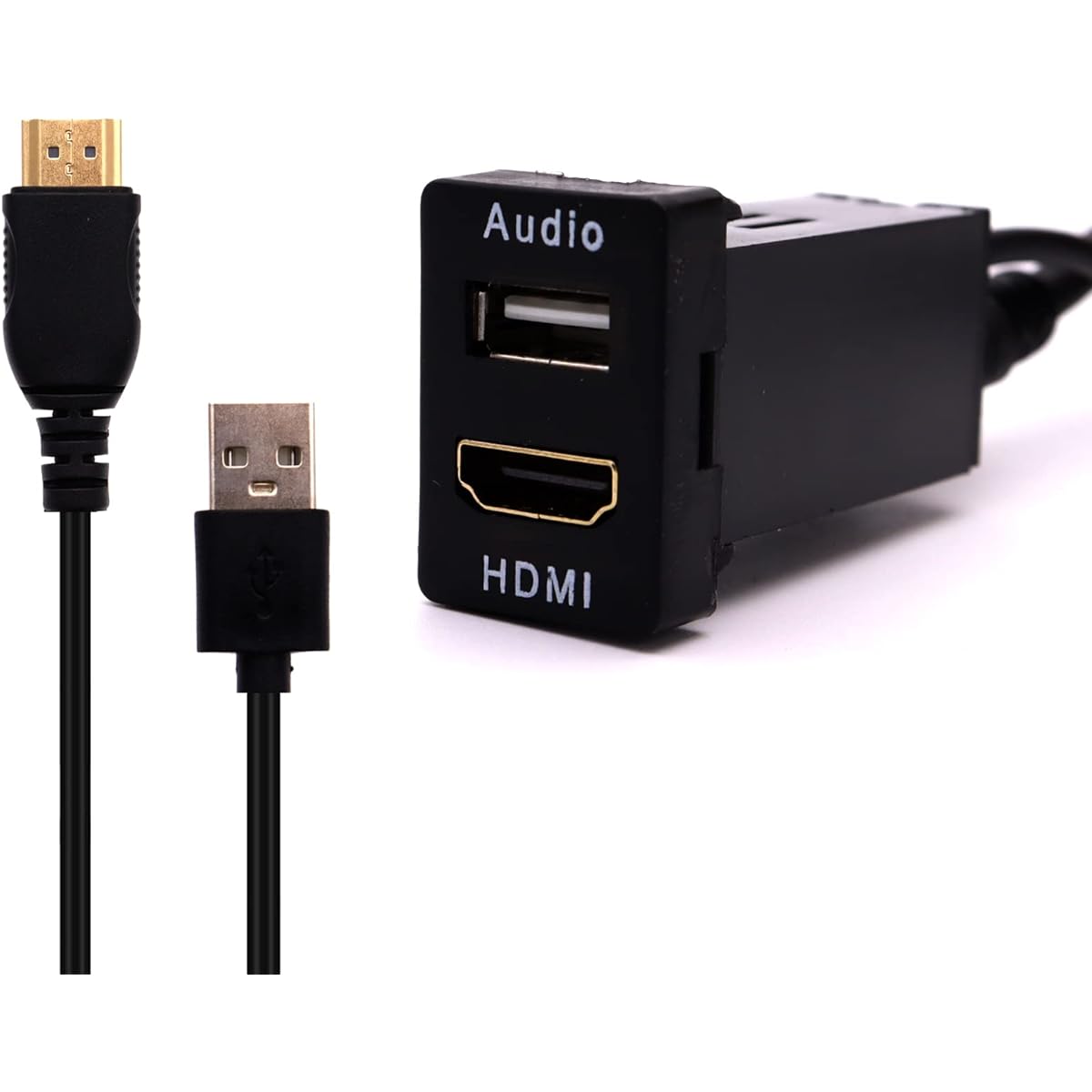 USB Audio Port Car Charger with HDMI Socket Port Compatible with Toyota/iPhone/Samsung/Mobile Phone/Laptop (34 x 22mm)