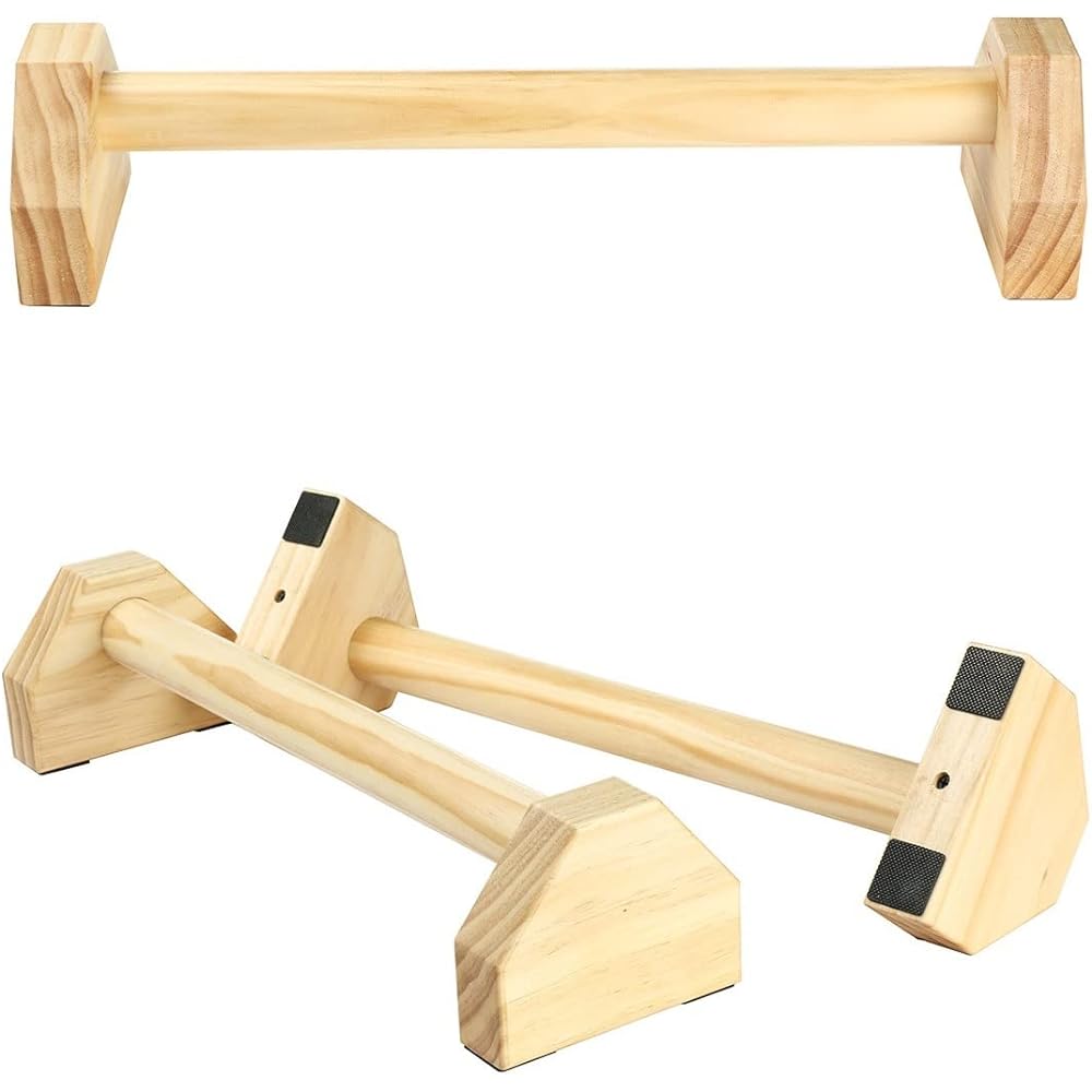 Aculldo Handstand Bar Gymnastics Wooden Training Strength Training Sturdy Stability Non-slip Push Up Bar Fitness Push Up Handstand Push Up Stand Inverted Stand Wooden Parallel Bar L Sit Push Up Handstand Bodyweight Training Pectoralis Major Abdominal Mus