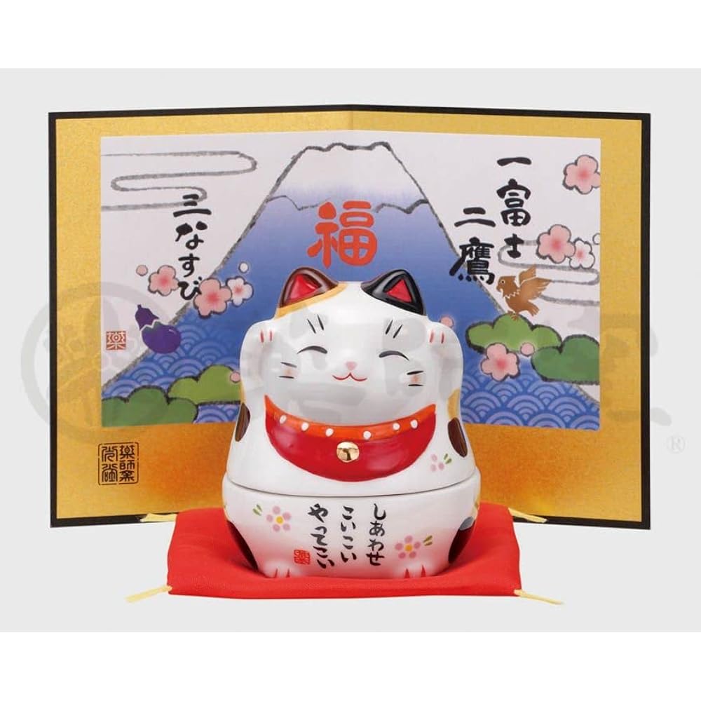 Yakushigama Aya Omikuji Good Luck Cat Daruma Display Set [7807] Increase Luck Feng Shui Ornament Interior Cat Cat Cat