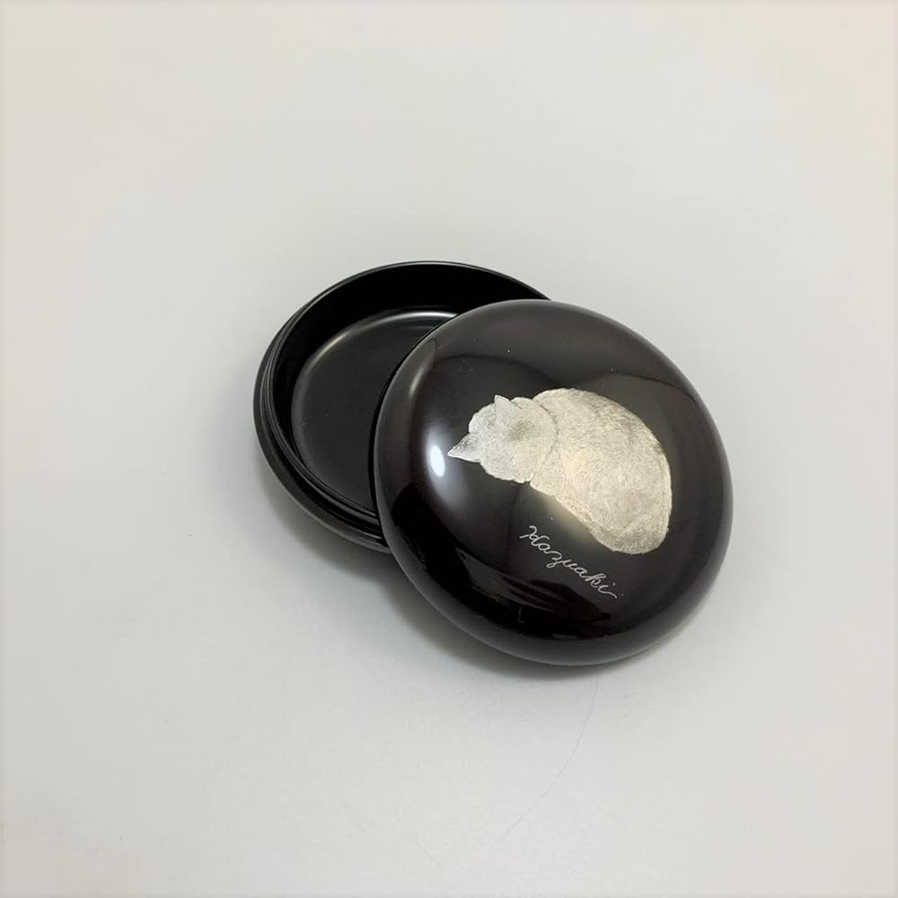 Nomura Lacquerware Store Echizen-nuri Chinkinneko Jewelry Case 11-13401 7.3cm