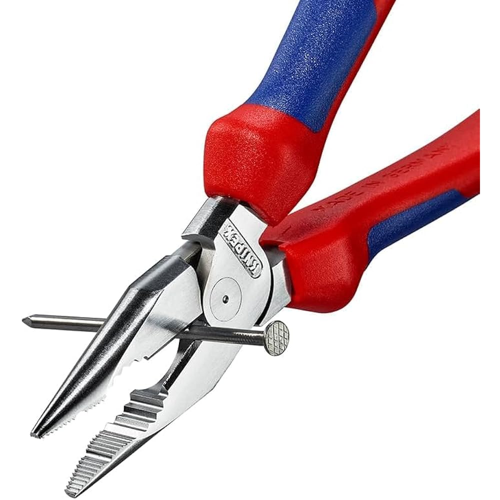 KNIPEX Needle Nose Pliers Comfort Grip Handle Chrome Plated Total Length 185mm 0825-185SB