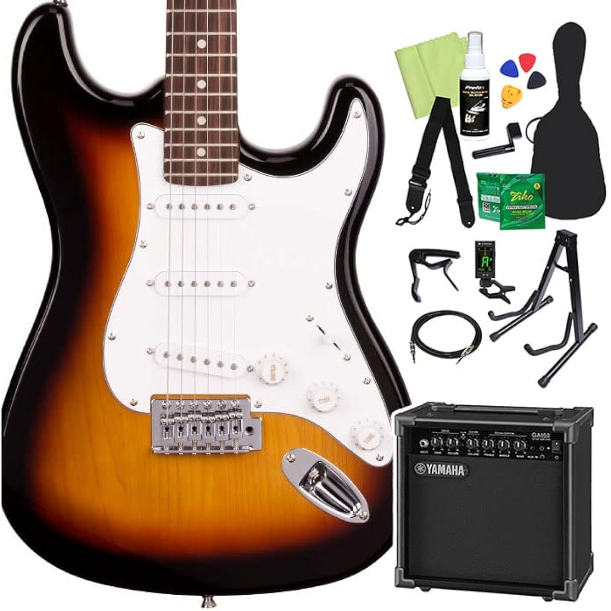 SX ED1 Electric Guitar Beginner 14-piece Set [Includes GA15II] 3TS Stratocaster Type SX