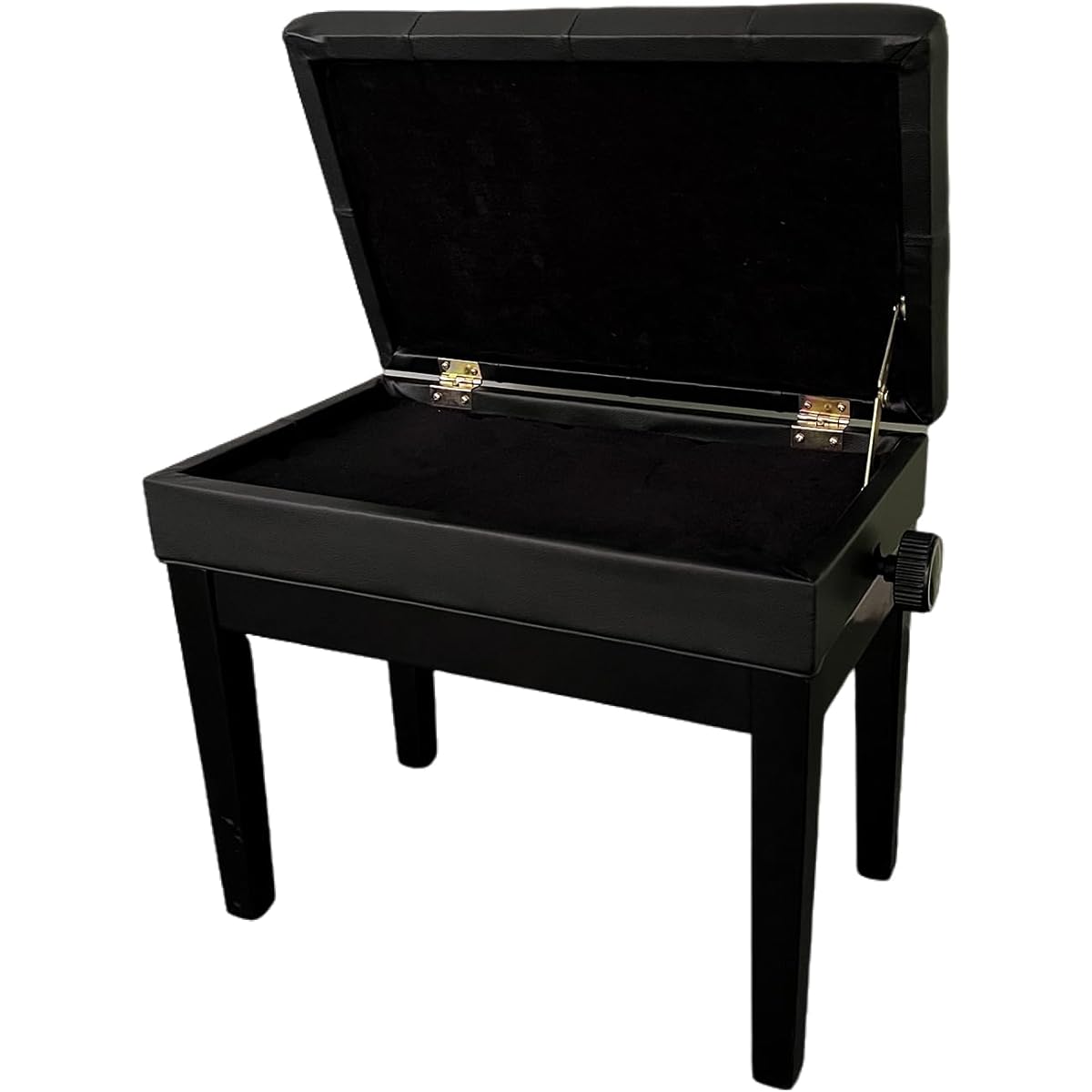 MICHYUGM Adjustable Piano Bench with Padded Cushion and Storage Compartment - Comfortable Seat, Adjustable Height, Hidden Storage, Durable Construction, Black, Weight Capacity: 300 lbs