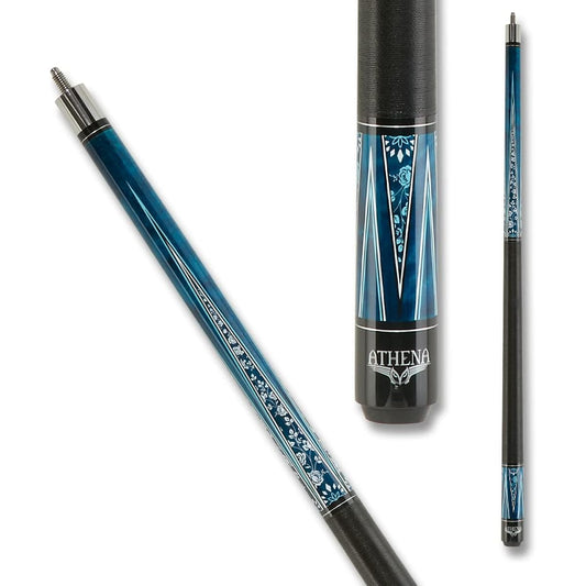 Athena Blue w/White Rose - ATH49 Pool Cue