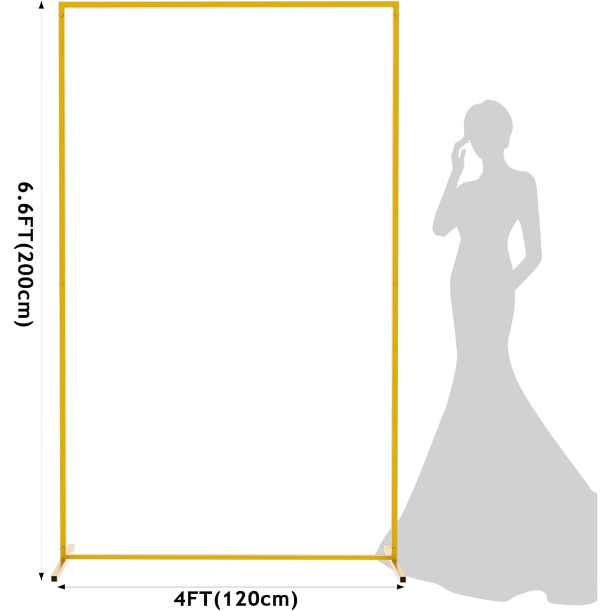 Wokceer Wedding Arch Backdrop Stand 6.6x4ft Square Wedding Arch for Ceremony, Gold Metal Balloon Arch Frame for Wedding Birthday Party Garden Arbor Anniversary Event Christmas Decoration