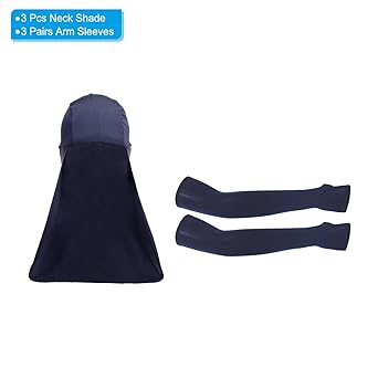 PATIKIL Helmet Sunshade Sunscreen 6 Pack Neck Shade Cooling Skull Cap Fishing Hat Cooling Arm Sleeves for Hiking Riding Blue
