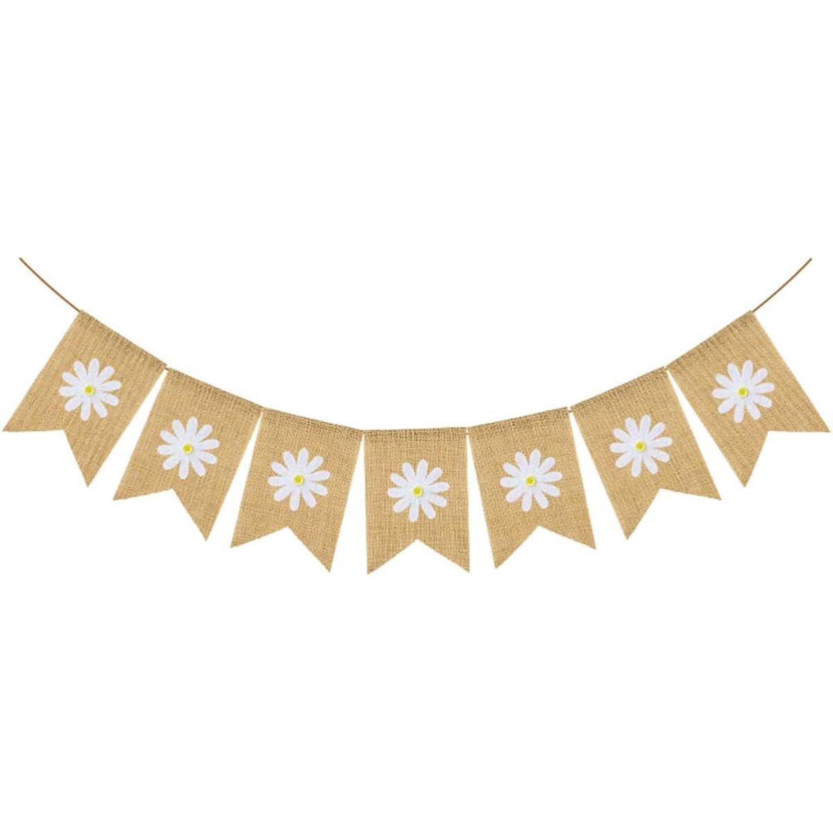 Amosfun Spring Theme Burlap Banner Floral Pattern Spring Hanging Banners Hanging Garland Spring Party Decorations