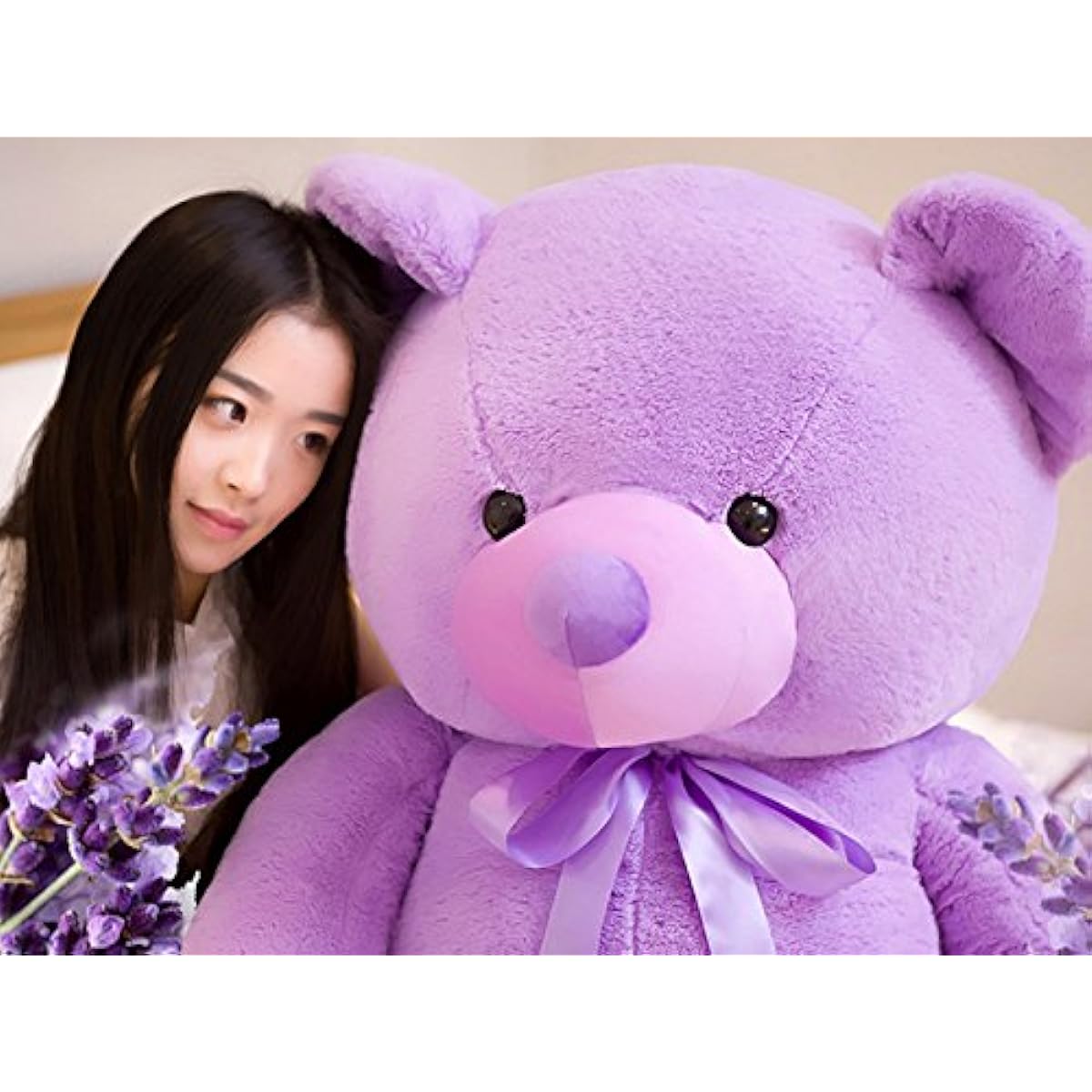 MILEE Lavender scented stuffed animal Teddy bear Bear stuffed animal Christmas present Birthday Large stuffed animal Soft to the touch Extra large animal stuffed animal Body pillow Women's Christmas Girlfriend Gift Cute toy (160cm)