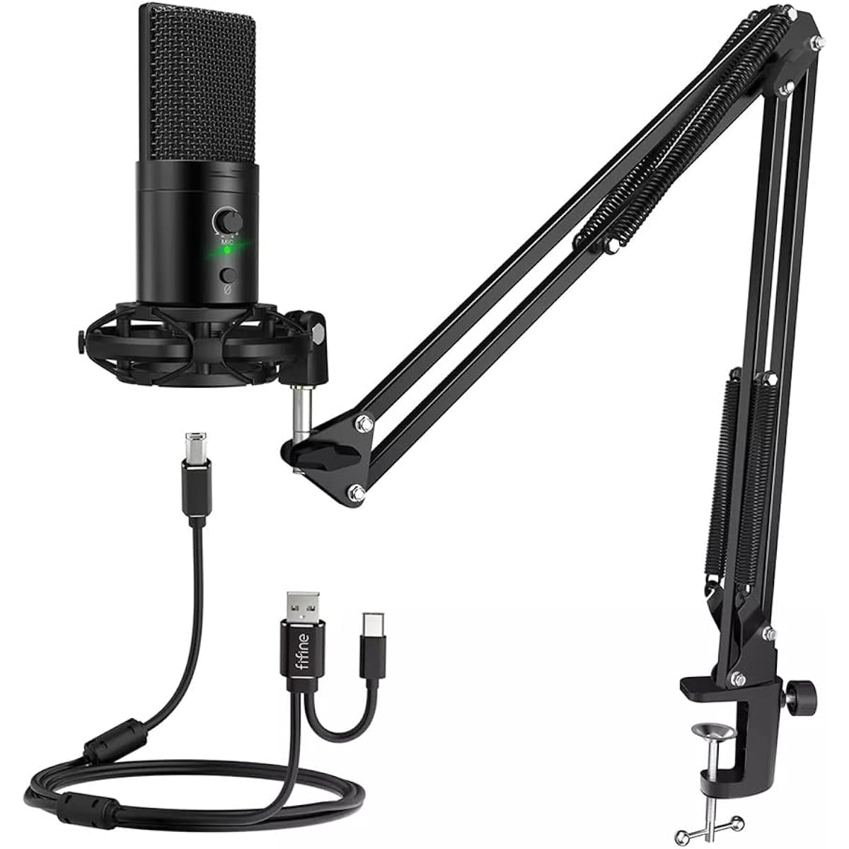 Microphone, Game Streaming Microphone Kit Suitable for PC Computer, Boom Mute Button and Gain, Podcast Recording Studio Mic (A, One Size)