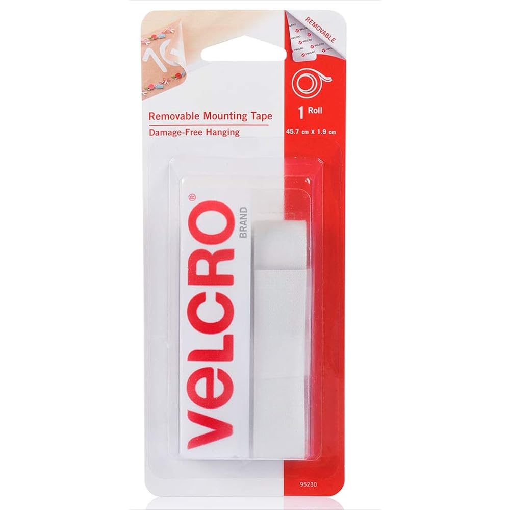 Velcro Brand Velcro Fastener with Adhesive Tape, Removable, Easy to Peel Off, 95230, White, 1.9cm x 45cm, 1 pair x 24 pieces set