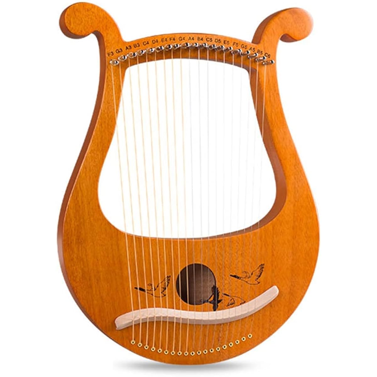 WowZza 19 String Lyre Harp, Unique Pattern Carved Phonetic Symbols on Metal Strings, for Beginner Music Lovers