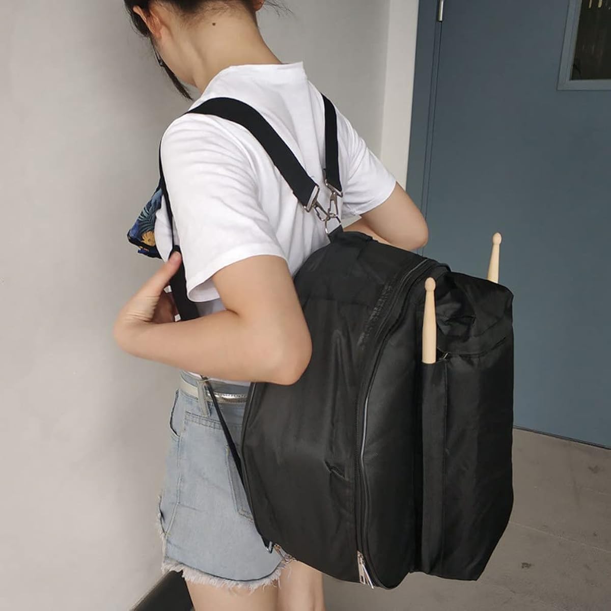 EXCEART Drum Bag Snare Drum Bag Portable Oxford Cloth Drum Case Backpack Snare Drum Accessories for Gig Marching Band Storage and Transport 14" Black
