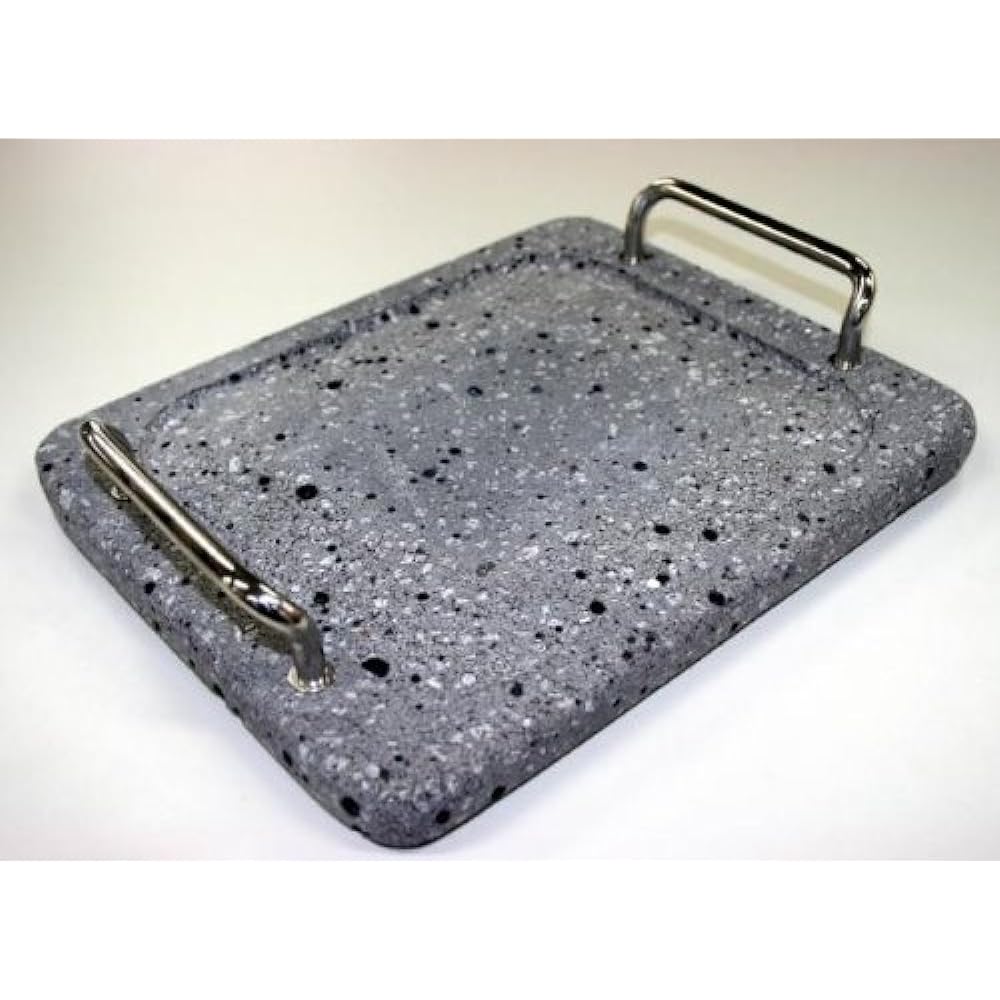 Ikenaga Iron Works Lava Stone Plate, Made in Japan, For Gas Fires Only, Gray Size: Approximately 25.1 x 20.2 x Height 5.1 cm