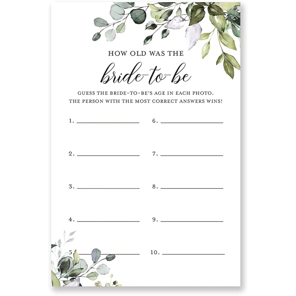 How Old Was The Bride to be Game - 24 Cards (Green)