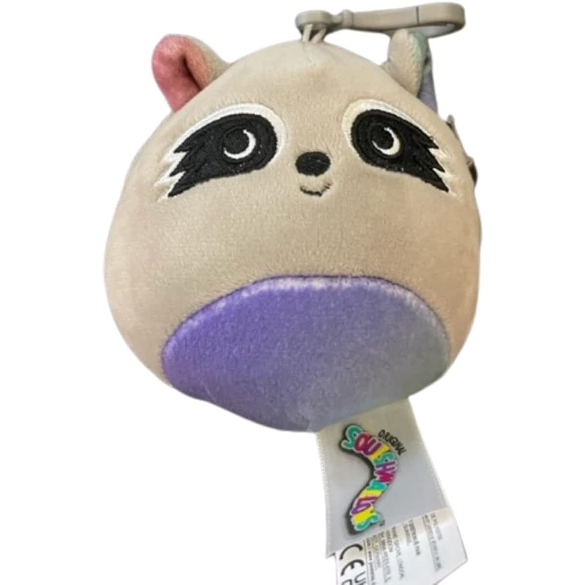 Official KellyToy Squishmallow Clip-On 3.5 Super Soft Plush Toy Animal Accessory Clip for Backpacks and Purses (Max the Raccoon)