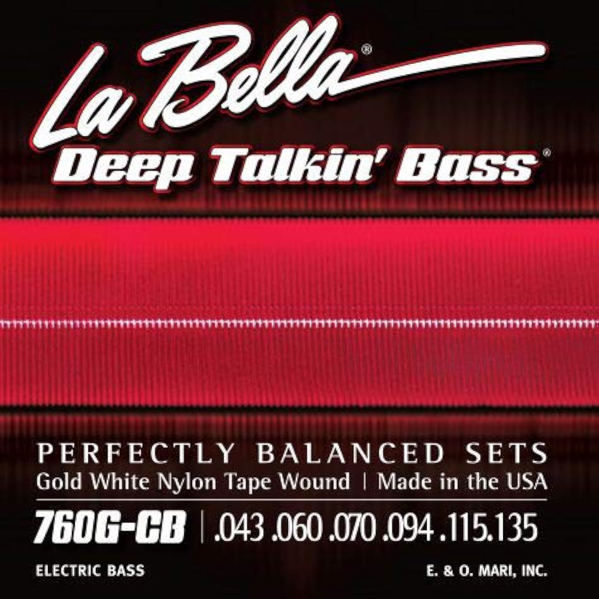 LA BELLA 760G-CB Gold White Nylon Tape 6-String Bass Strings