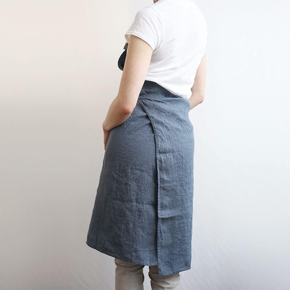 [Lino e Lina] [Lino Elina Apron Full Apron Linen Mila Women's Men's Kitchen Plain Linen Simple Long Length Stylish