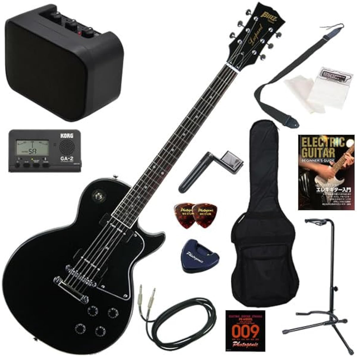 Blitz Electric Guitar Beginner's Guide 13-piece Set Including Mini Amplifier BLP-SPL/BK (Black)