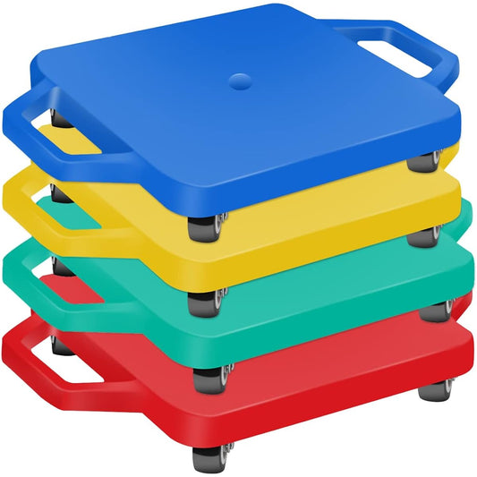 4 Pack Sport Scooter Board with Handles Floor Scooter Sit On Scooter Board for Kids Sports Activities Ages 6+