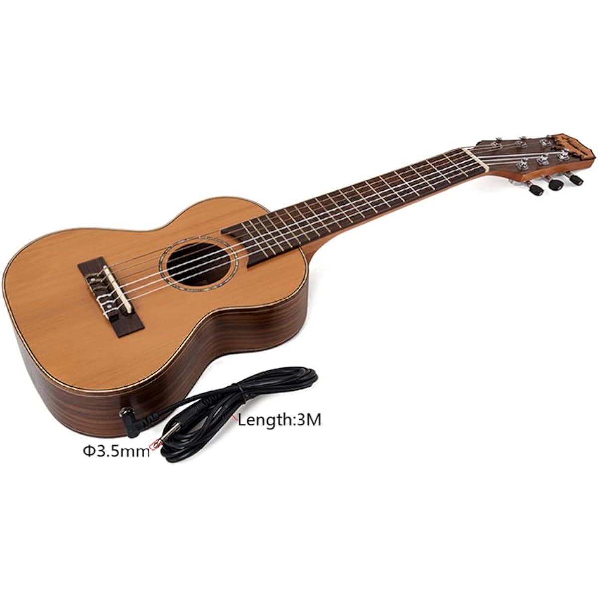 LIOOBO 28 Inch Ukulele Musical Instrument Ukulele Wooden Ukulele 6 String Ukulele Electric Ukulele 70 x 24 x 9 cm (Brown)