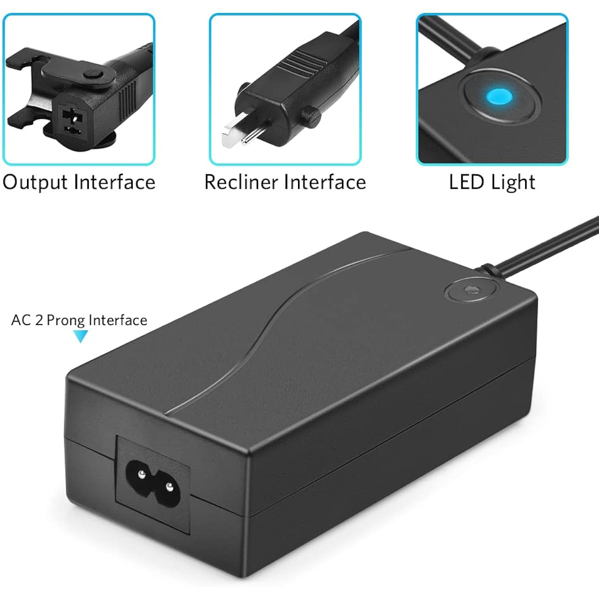 Upgraded Recliner Power Supply Recliner Adapter Magnetic Ring Universal AC/DC Switching Power Supply Transformer 29V 2A AC Power Recliner Cord for Lift Chair Okin Limoss Lazboy Pride and More