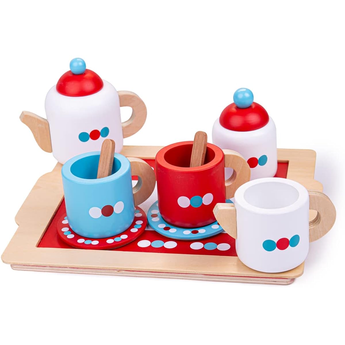 Bigjigs Toys Wooden Tea Tray Play Set - Pretend Play And Role Play For Children
