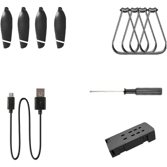3T6B Drone Kit Parts (Only for ASIN B09FGMX1LK) 4 Propellers Blade Protection Frame 1 USB Charging Cable Screwdriver 1 3.7V 1100mAh Rechargeable Battery