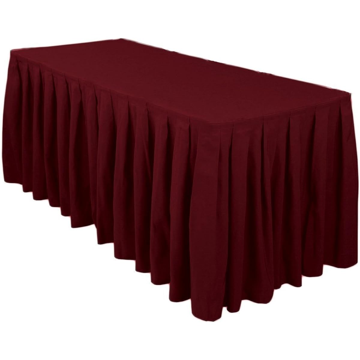 Urby® Fitted Table Skirt Cover Wedding Banquet with Top Topper Tablecloth - Clips or No Clips Required (8 FT Red)