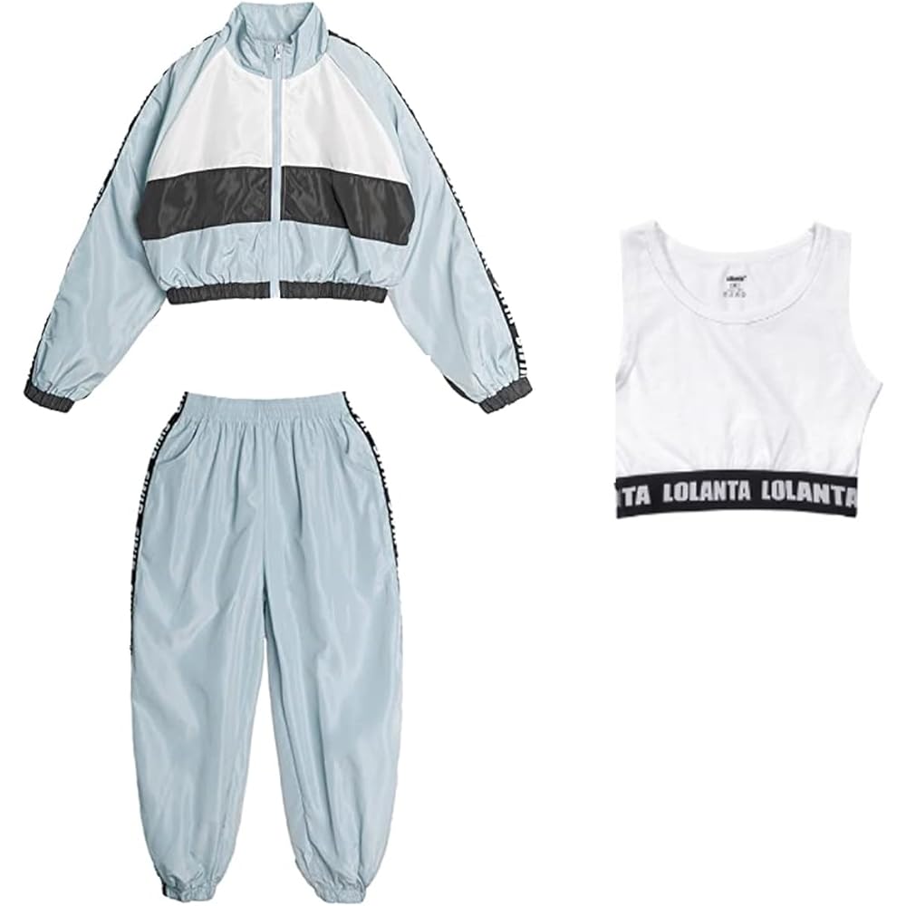 [LOLANTA] Children's Clothing, Girls' Dance Costume, Kids, Hip Hop, Jazz Dance, Practice Wear, Navel Baring, Setup, Stylish, 3-Piece Set, 110-170