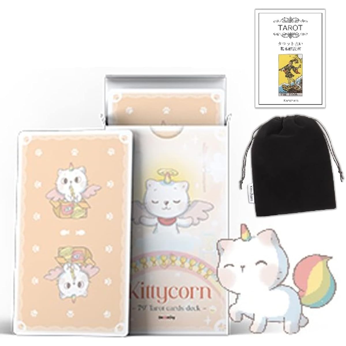 Kancharo Tarot Cards 79 Pieces Tarot Fortune Telling [Kittycorn Tarot] Japanese Tarot Cards Basic Instructions & Pouch Included (Genuine Product)