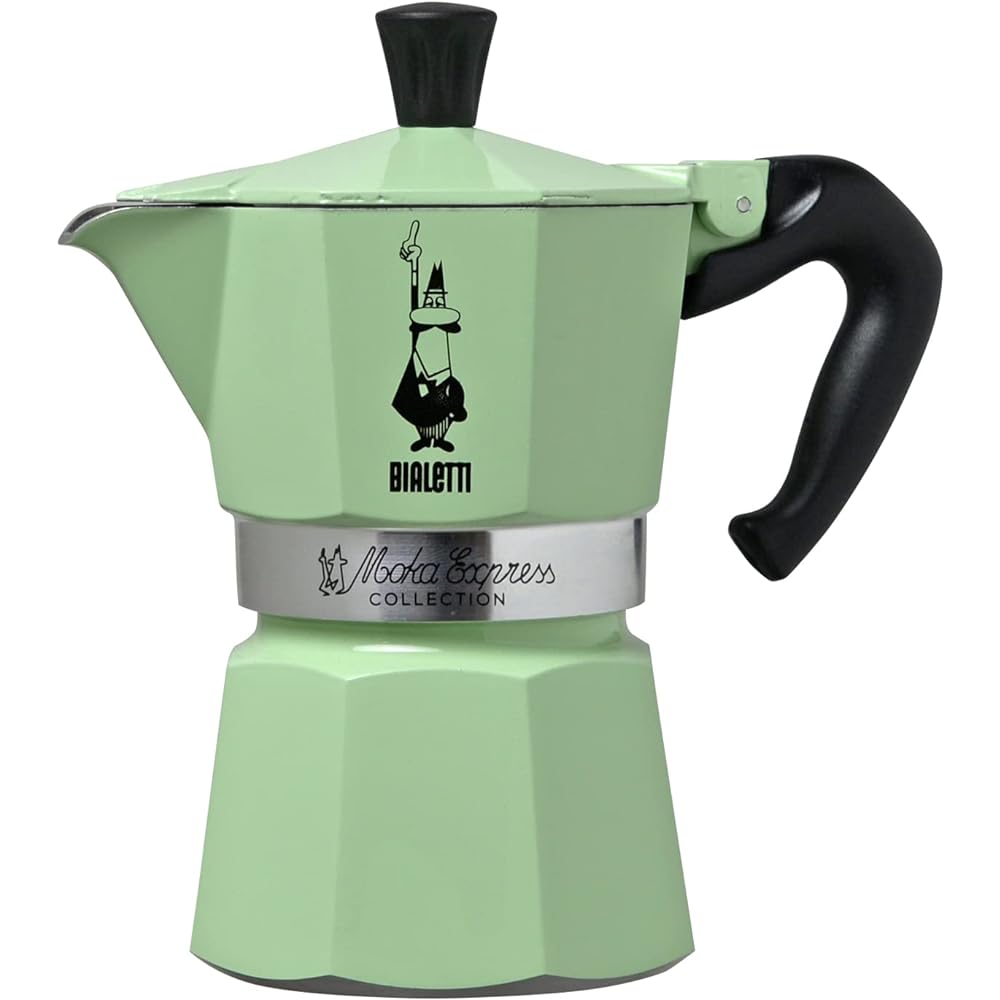 Bialetti Espresso Maker Direct Fire Mocha Alpina 3 Cup Coffee Macchinetta Green 0002762