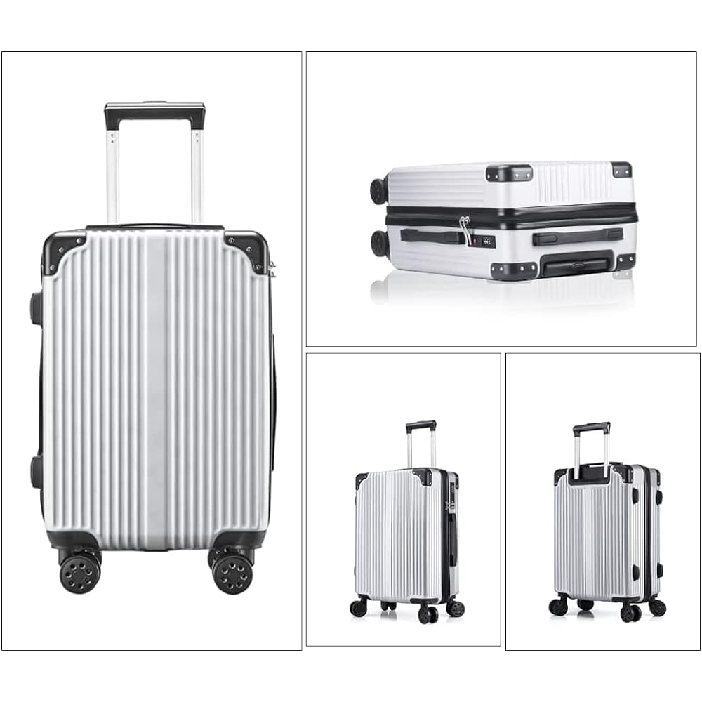 [WEGRET] Suitcase, Carry Case, Carry-on Bag, Carry-on Zipper, Ultra Lightweight, Zipper, Shockproof, Popular, 360 Degree Rotation, Quiet Double Casters, Equipped with TSA Rourke, Travel Business 908 (S Size/1-3 Nights/35L/Carry-on, Silver)