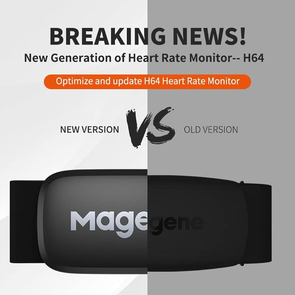 Magene H64 Heart Rate Monitor/Heart Rate Sensor/Smart Wireless Bluetooth 4.2 & ANT+ IP67 Waterproof/Indicator Lamp Compatible Smartphone/Cycle Computer Connection