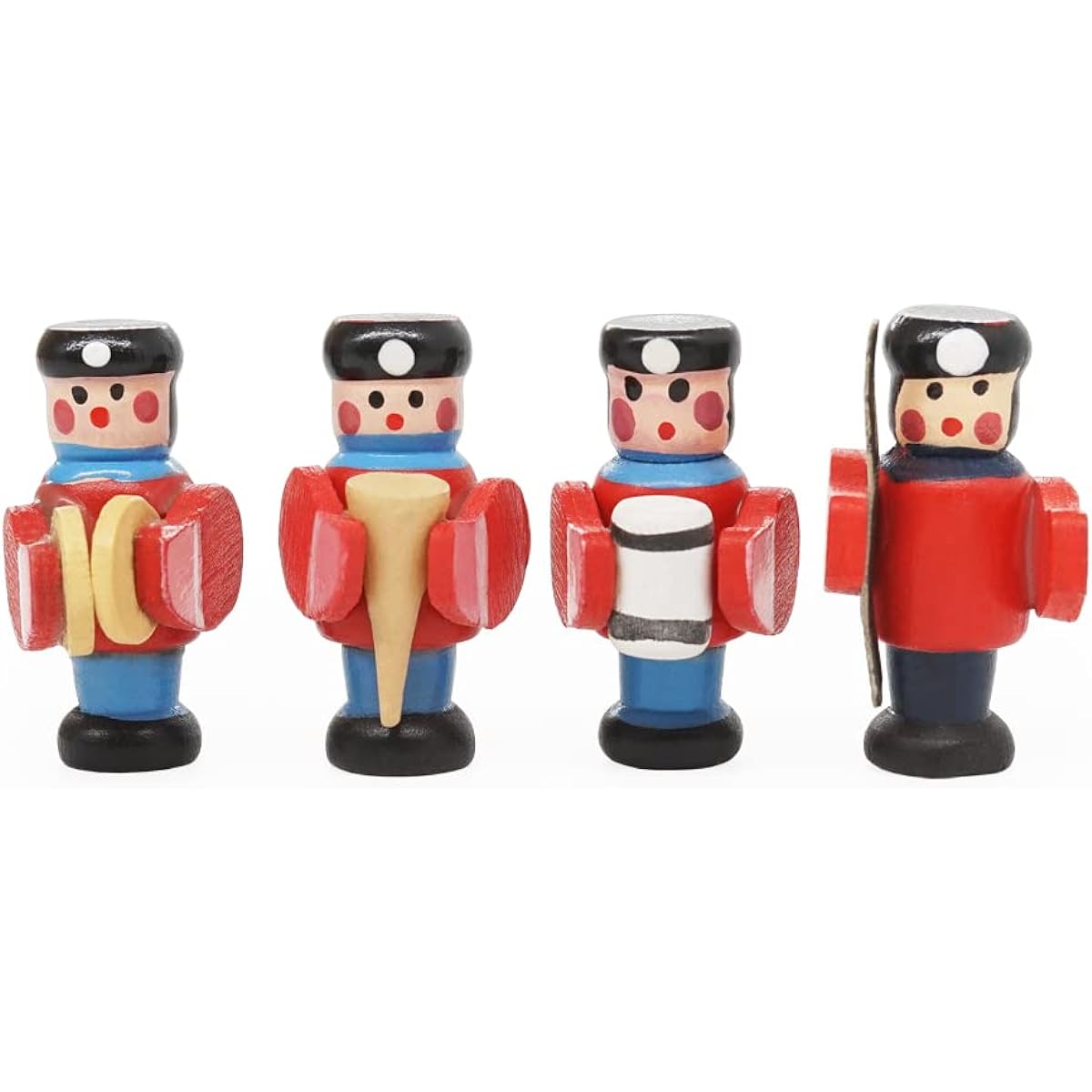 Odoria 1:12 Miniature 4PCS Wooden Soldier Marching Band Dollhouse Decoration Accessories