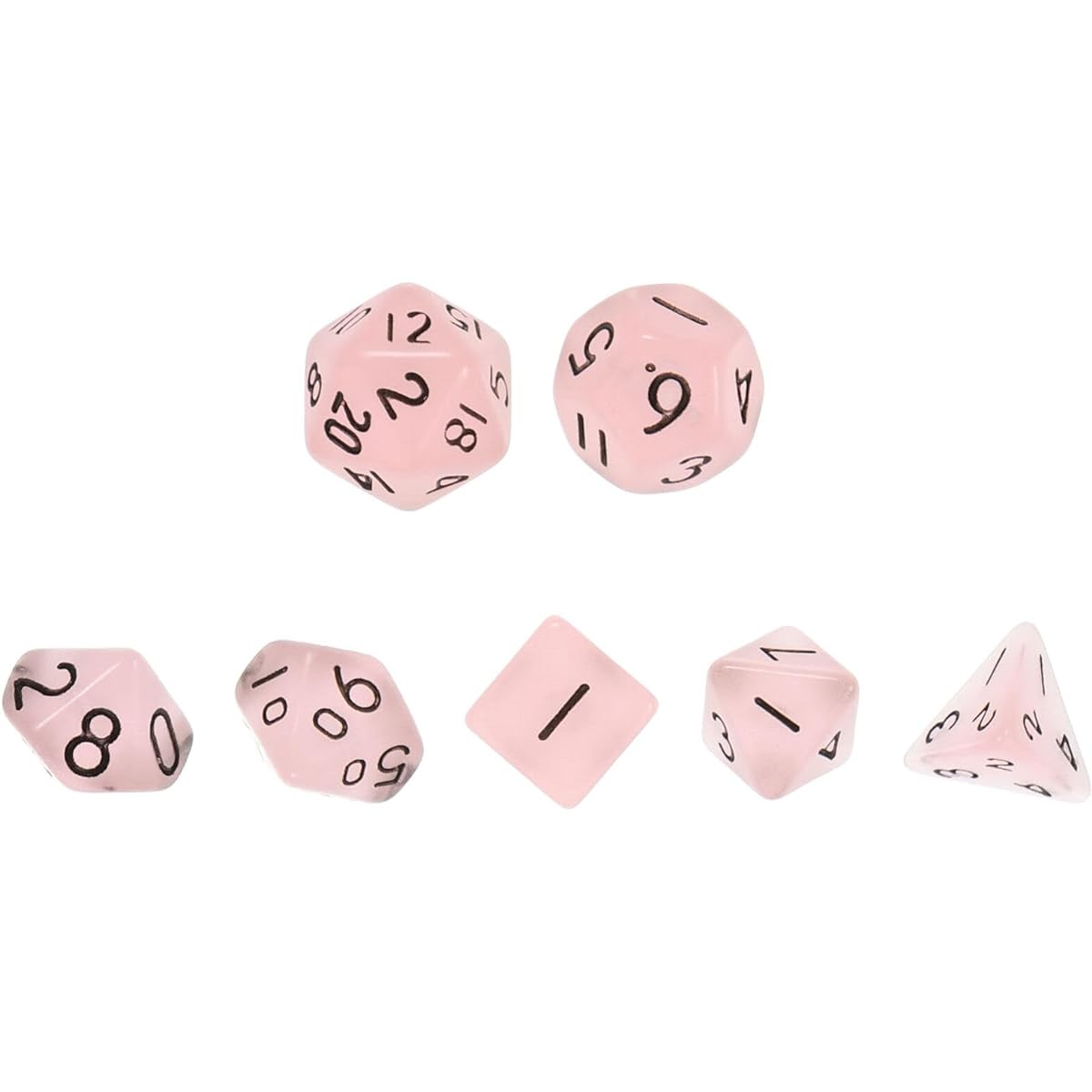 Uonlytech 7pcs Glow in the Dark Mini Dice 10mm Polyhedral Dice Glow in the Dark Luminous Dice Set for Tabletop Role Play Games (Pink)