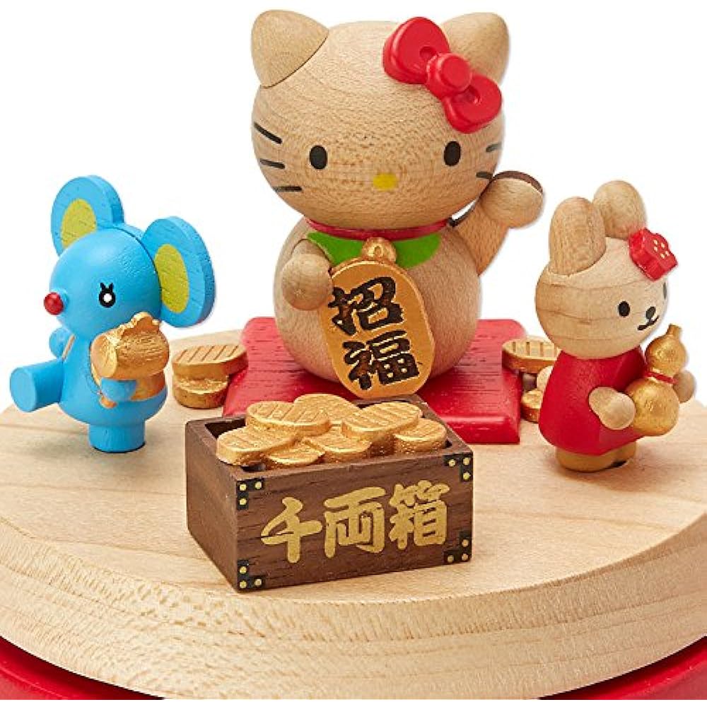 Sanrio Wooden Music Box Hello Kitty Lucky Charm H 9151 Red Brown 577871