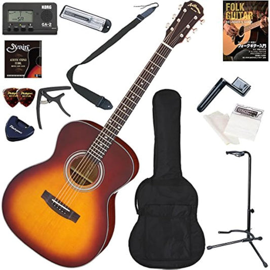ARIA Acoustic Guitar Beginner's Set, Easy 13-piece Set, AF-201/TS (Tobacco Sunburst)