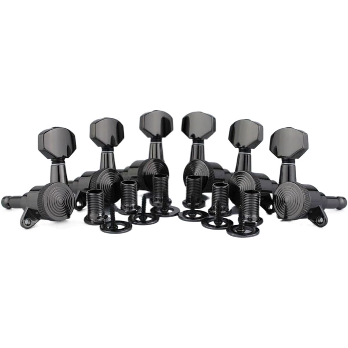 Tuning Pegs Locking Tuner Guitar Machine Head Lock Black Nickel Tuning Pegs (Color: 3R3L)