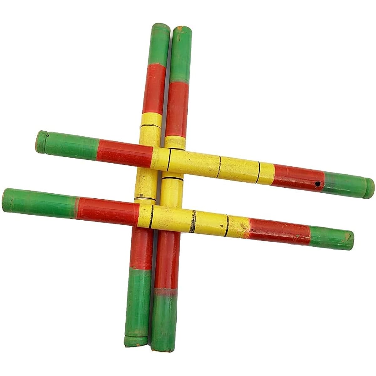 Crafts of India 4 Dandiya/Dandiya Sticks for Gujarati Garba Dance (2 Pairs) - Wooden Sticks for Navaratri Festival