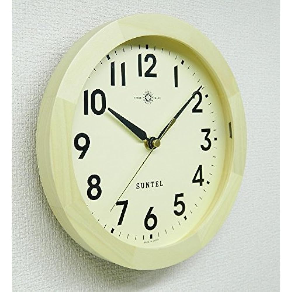 Suntel Wall Clock Natural Diameter 250 x 60mm Simple Radio Controlled Clock Arabic Natural SR02-NA A