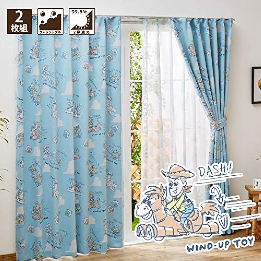 Disney Toy Story 2nd Grade Blackout Curtains Set of 2 SB-434 TOY STORY Woody Andy Thermal Insulation 2nd Grade Blackout Curtains