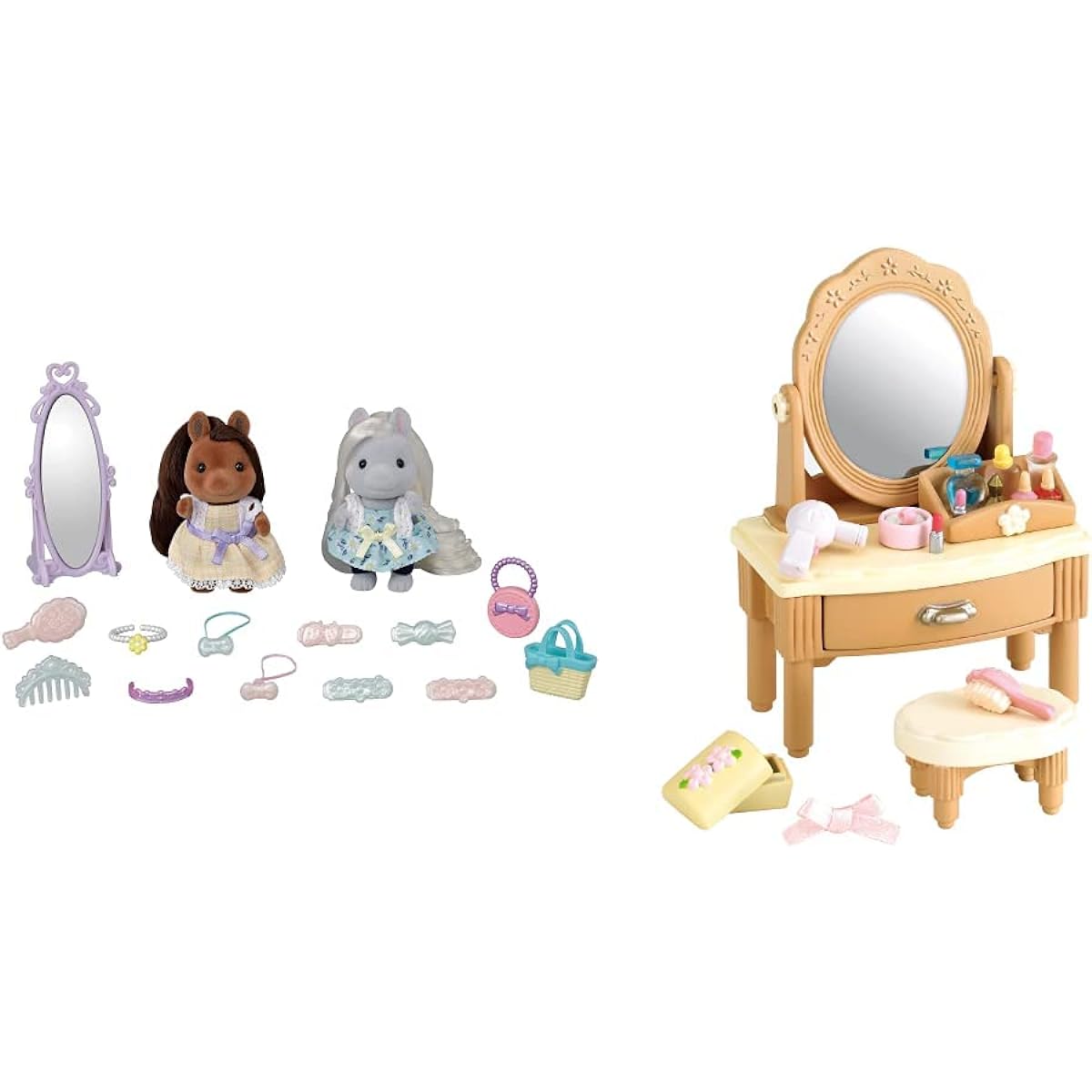 Sylvanian Families F-17 Stylish Pony Friends Set + F-14 Stylish Styling! Beauty Hair Salon [Buy as a Set]