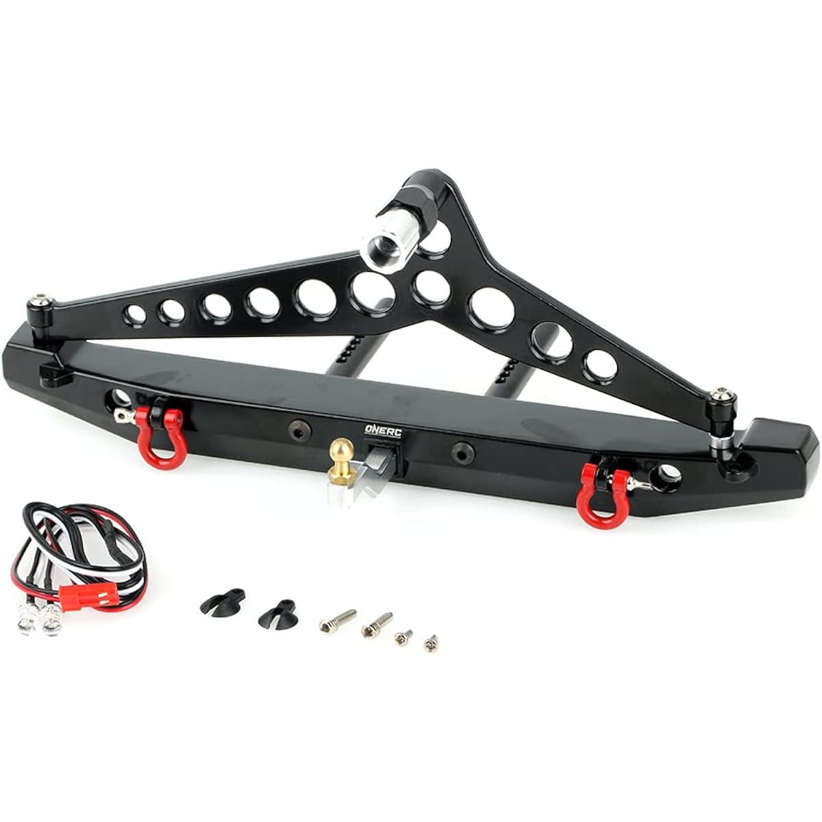 ONERC Model Adjustable Metal Rear Bumper with Spare Wheel Mount for TRX4 TRX6 D90 Axial SCX10 SCX10 II 90046 90047 SCX10 III RC Crawler Upgrade Parts