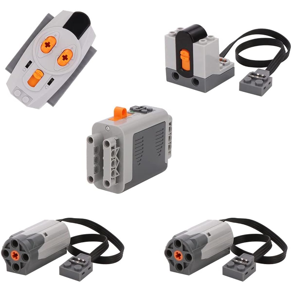Sparkleiot Technical Power Up Set 2 M Motors 1 AA Battery Box 1 Infrared Remote 1 Receiver for MOC Building Blocks (5 Pack)